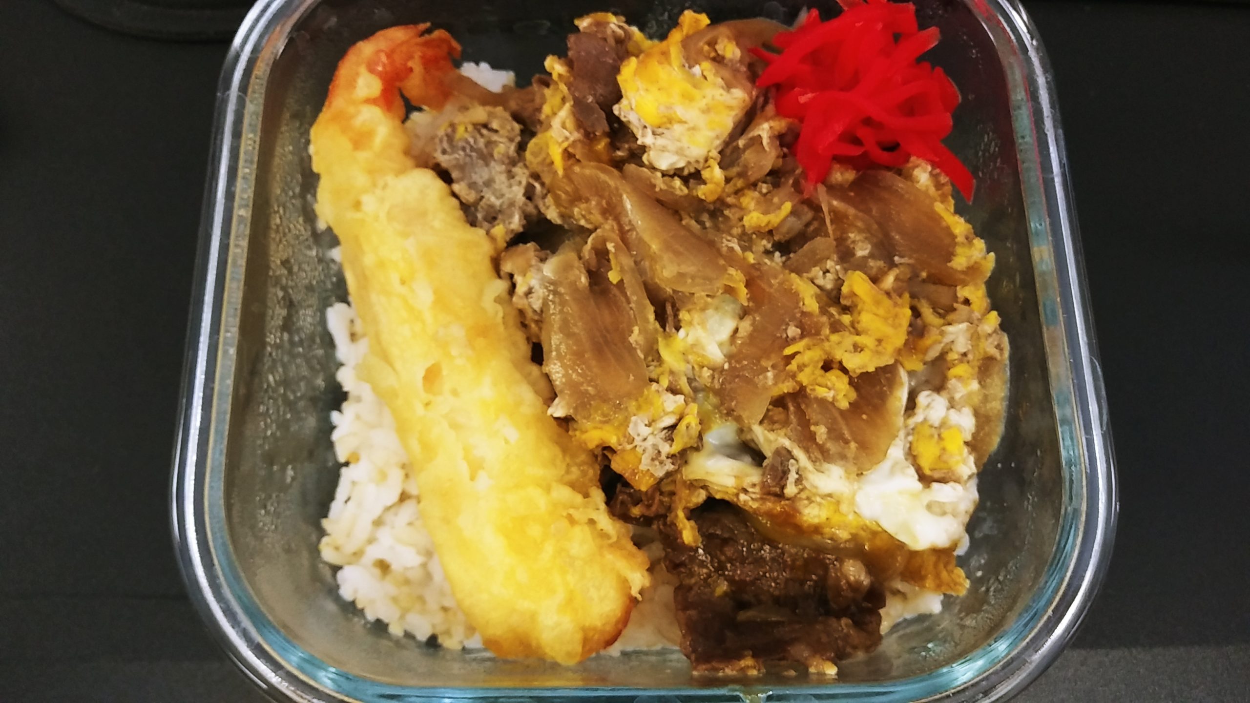 他人丼海老天添え