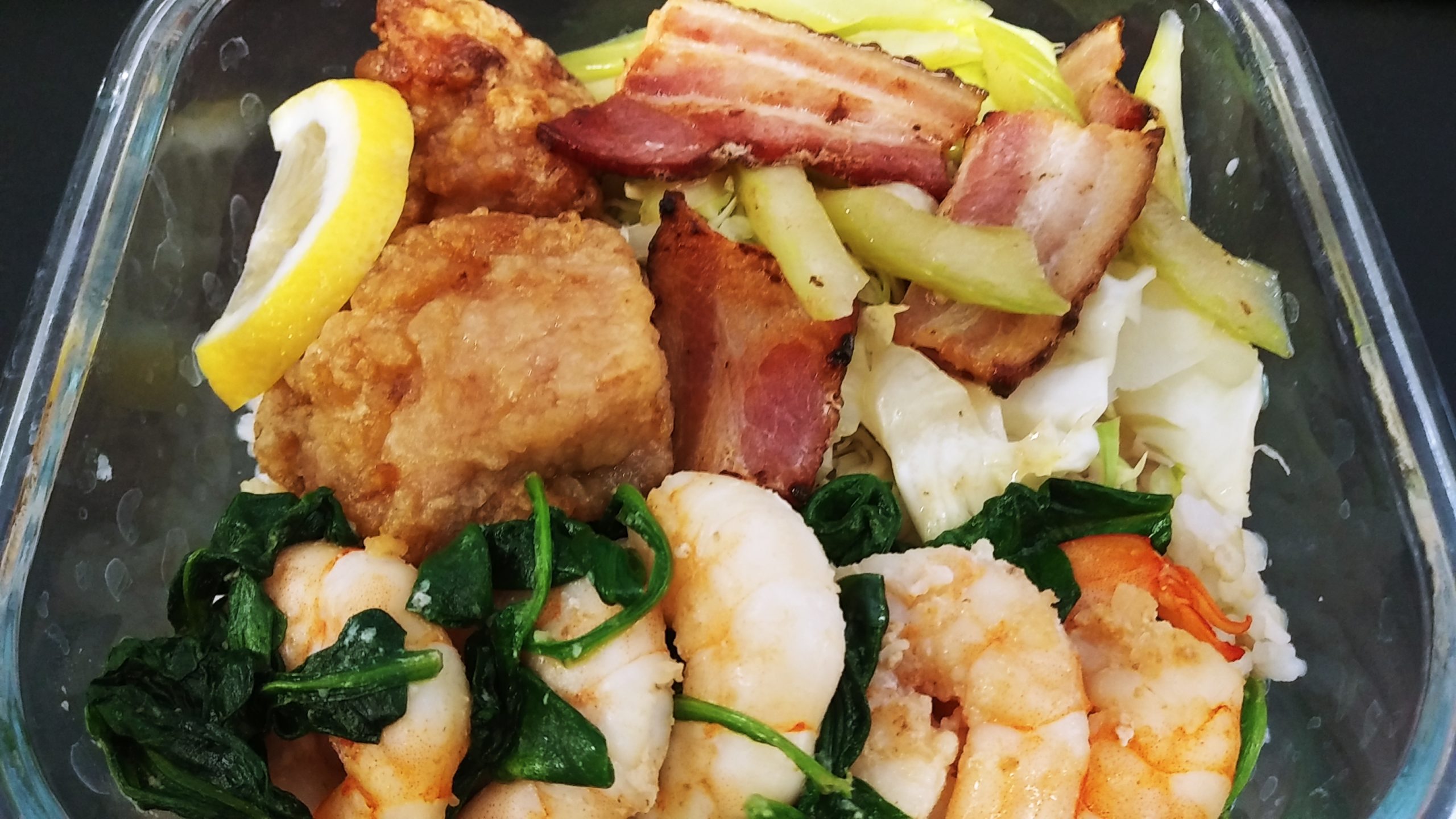 海老とホウレン草のガーリック炒め